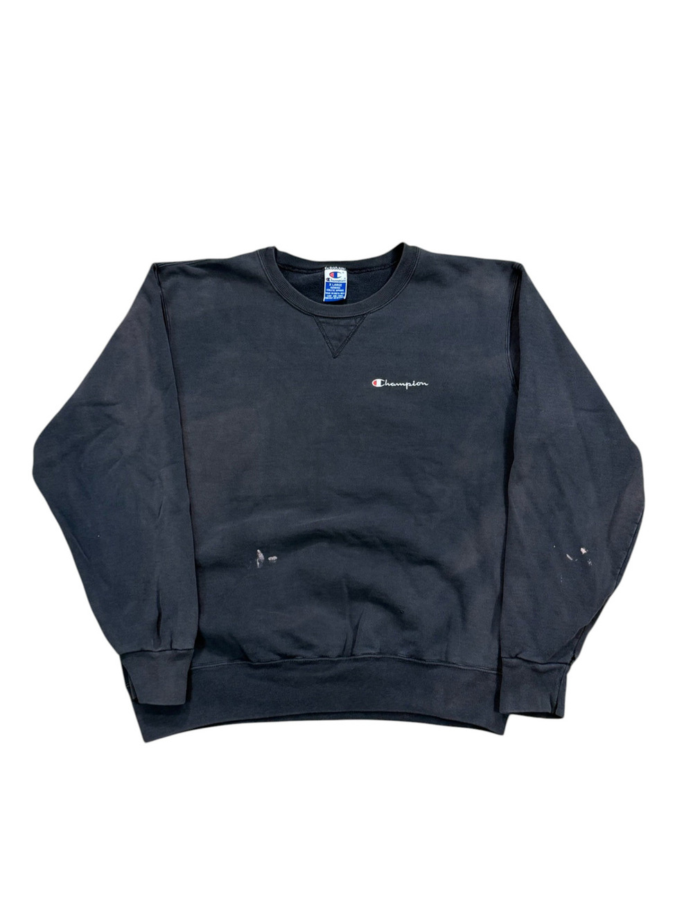 Vintage Champion Faded Black Sweatshirt Size Extra Large